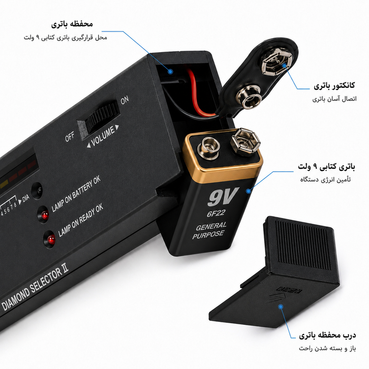 دستگاه تستر الماس و سختیسنج سنگ Diamond Selector II | همراه باتری ۹ ولت 6F22