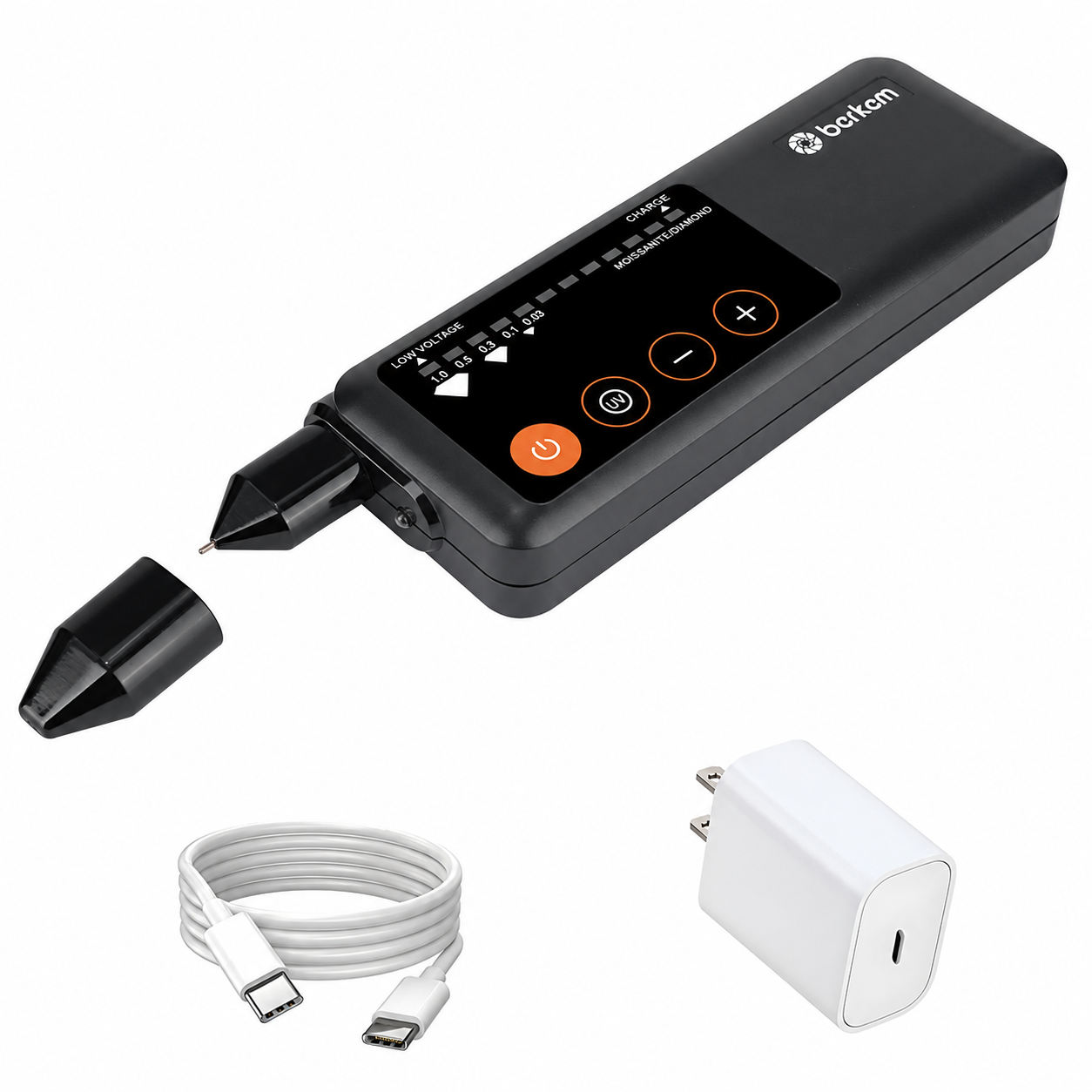 قلم تستر الماس و سختی‌سنج سنگ شارژی مدل KD-MD1 | نمایشگر LCD رنگی، چراغ UV و تشخیص موزانایت